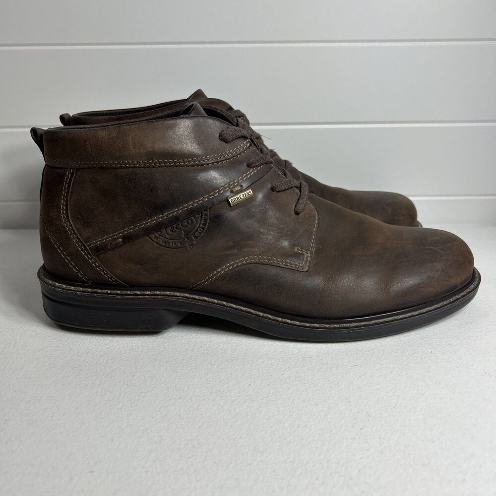 Ecco Men’s Boots Size EU 46/US 12 Brown Water Resistant Gore Tex Chukka Dress
